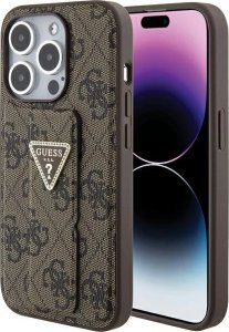 Guess Guess GUHCP15XPGS4TDW iPhone 15 Pro Max 6.7" brązowy/brown hardcase Grip Stand 4G Triangle Strass 1