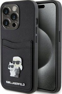 Karl Lagerfeld Karl Lagerfeld KLHCP15LSAPKCNPK iPhone 15 Pro 6.1" czarny/black hardcase Saffiano Cardslot Karl&Choupette Metal Pin 1