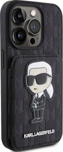 Karl Lagerfeld KLHCP15XSAKKNSCK iPhone 15 Pro Max 6.7" czarny/black hardcase Saffiano Cardslots and Stand Monogram Ikonik Patch 2