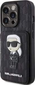 Karl Lagerfeld KLHCP15XSAKKNSCK iPhone 15 Pro Max 6.7" czarny/black hardcase Saffiano Cardslots and Stand Monogram Ikonik Patch 3