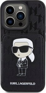 Karl Lagerfeld KLHCP15XSAKKNSCK iPhone 15 Pro Max 6.7" czarny/black hardcase Saffiano Cardslots and Stand Monogram Ikonik Patch 4