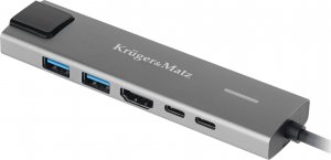 HUB USB Kruger&Matz Adapter (HUB) USB typu C na HDMI/2x USB3.0/2x USB typu C/RJ45 2
