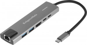 HUB USB Kruger&Matz Adapter (HUB) USB typu C na HDMI/2x USB3.0/2x USB typu C/RJ45 3