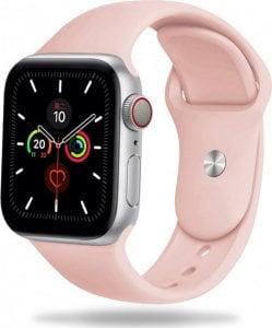 Tech Craft Silikonowa opaska do Apple Watch 1 / 2 / 3 / 4 / 5 / 6 / 7 / 8 / SE ( 38 / 40 / 41 MM ), jasnoróżowa 1