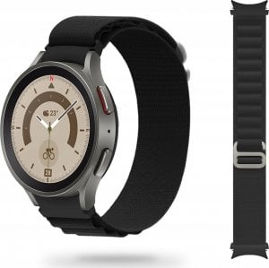 Tech Craft Materiałowa opaska Galaxy Watch 4 / 5 / Classic / 5 Pro / 6 / 6 Classic czarna 1