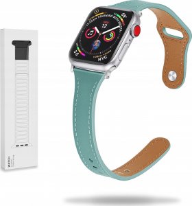 Tech Craft Damski pasek ze skóry Apple Watch ( 38 / 40 / 41 MM ) jasny zielony 1