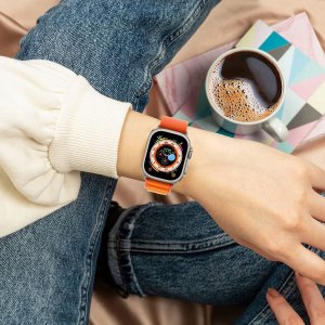 Tech Craft Materiałowy pasek Apple Watch ( 42 / 44 / 45 / 49 mm ) niebieski 6
