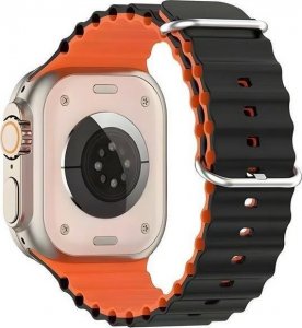 Beline Beline pasek Apple Watch Silicone Waves 42/44/45/49mm czarno-pomarańczowy /black-orange box 1