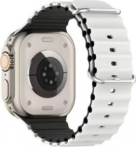 Beline Beline pasek Apple Watch Silicone Waves 42/44/45/49mm biało-czarny /white-black box 1