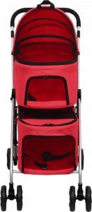 vidaXL Dwupiętrowy, składany wózek dla psa, czerwony, 83x48x97 cm 3