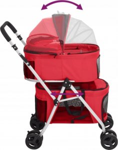 vidaXL Dwupiętrowy, składany wózek dla psa, czerwony, 83x48x97 cm 6