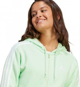 Adidas Bluza damska adidas Essentials 3-Stripes Full-Zip Fleece jasnozielona IR6077 XS 1