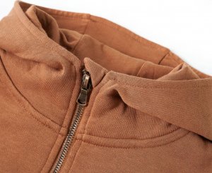 vidaXL Bluza dziecięca z kapturem i krótkim zamkiem, antracyt i koniak, 104 3