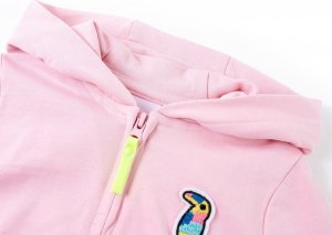 vidaXL Bluza dziecięca z kapturem i zapięciem na zamek, różowa, 104 3