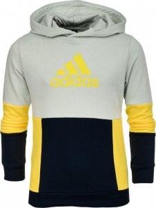 Adidas Bluza dla dzieci adidas Colourblock Hoodie szaro-żółto-czarna HN8567 128cm 1