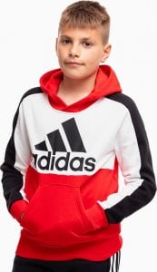 Adidas Bluza dla dzieci adidas Colorblock Fleece Hoodie czerwona HC5657 128cm 1