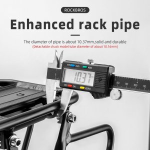 RockBros Wytrzymały bagażnik rowerowy z półką i funkcją siodełka i lampką tylną LED czarny Wytrzymały bagażnik rowerowy z półką i funkcją siodełka i lampką tylną LED czarny 5