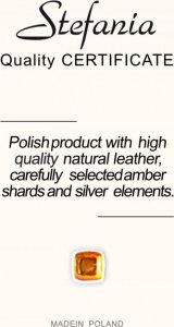 Breloczek Stefania Skórzany brelok serce "kocham cię" z bursztynem 3