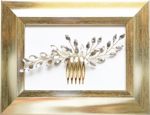 KOKONET Grzebyk ślubny ZŁOTY ręcznie robiony LISTKI gold 2