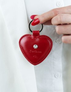 Breloczek Stefania Skórzany brelok serce "kocham cię" z kryształem Swarovskiego 3