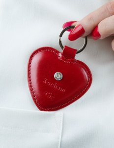 Breloczek Stefania Skórzany brelok serce "kocham cię" z kryształem Swarovskiego 4