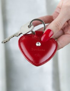 Breloczek Stefania Skórzany brelok serce "kocham cię" z kryształem Swarovskiego 5