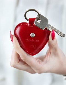 Breloczek Stefania Skórzany brelok serce "kocham cię" z kryształem Swarovskiego 6