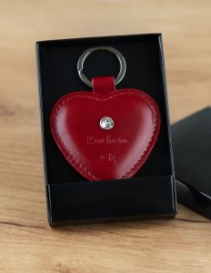Breloczek Stefania Skórzany brelok serce "kocham cię" z kryształem Swarovskiego 7