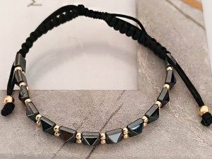 Lovrin Złota bransoletka 585 sznurkowa kamienie ćwieki 3