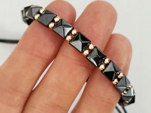 Lovrin Złota bransoletka 585 sznurkowa kamienie ćwieki 4