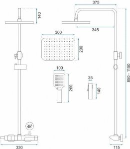 Rea Zestaw PRYSZNICOWY z Termostatem REA ROB Czarny 9