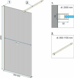 Rea Ścianka prysznicowa Rea Aero Intimo Czarny Mat 90 7