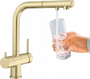 Bateria kuchenna Blanco Bateria FONTAS-S II Satin GOLD z wyciąganą wylewką 6