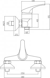 Bateria prysznicowa Ferro Bateria prysznicowa Basic ścienna, chrom 2