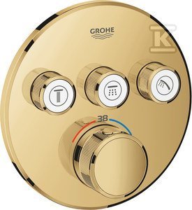 Bateria prysznicowa Grohe Bateria termostatyczna Grohtherm SmartControl do obsługi trzech wyjść wody, cool sunrise, blokada bezpieczeństwa, metalowa, okrągła rozeta, 1