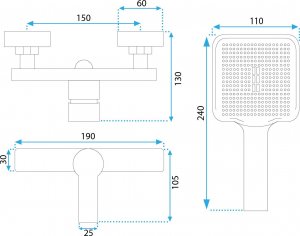 Bateria prysznicowa Rea Bateria prysznicowa REA ARGUS ZŁOTY GOLD 6