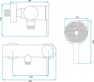 Bateria prysznicowa Rea Bateria prysznicowa REA Clif Czarna 6