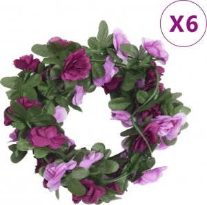 vidaXL Sztuczne girlandy kwiatowe, 6 szt., wiosenny jasny fiolet 1
