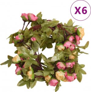 vidaXL Sztuczne girlandy kwiatowe, 6 szt., różowe, 215 cm 1