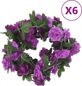 vidaXL Sztuczne girlandy kwiatowe, 6 szt., jasny fiolet, 240 cm 1