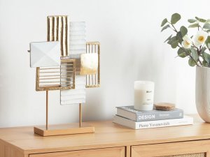 Beliani Dekoracyjna rzeźba metalowa złoto-biała BORON 2