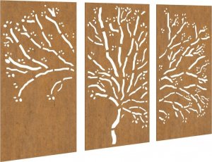 vidaXL Ogrodowa dekoracja ścienna, 3 cz., 105x55 cm, stal kortenowska 2