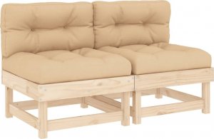 vidaXL vidaXL Siedziska środkowe z poduszkami, 2 szt., lite drewno sosnowe 2
