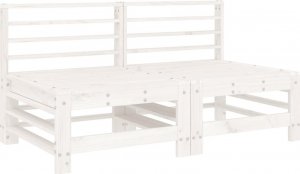 vidaXL vidaXL Siedziska środkowe z poduszkami, 2 szt., białe, drewno sosnowe 3