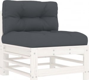 vidaXL vidaXL Siedziska środkowe z poduszkami, 2 szt., białe, drewno sosnowe 4