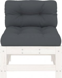 vidaXL vidaXL Siedziska środkowe z poduszkami, 2 szt., białe, drewno sosnowe 5