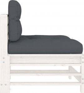 vidaXL vidaXL Siedziska środkowe z poduszkami, 2 szt., białe, drewno sosnowe 6