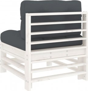 vidaXL vidaXL Siedziska środkowe z poduszkami, 2 szt., białe, drewno sosnowe 7