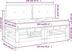 vidaXL vidaXL Siedziska środkowe z poduszkami, 2 szt., białe, drewno sosnowe 10