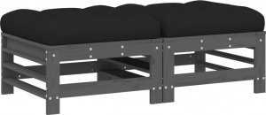 vidaXL vidaXL Podnóżki ogrodowe z poduszkami, 2 szt., szare, drewno sosnowe 2